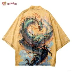 Apparel Emerald Flaming Dragon Golden Unisex Kimono 13 Apparel Emerald Flaming Dragon Golden Unisex Kimono -Kawaii Store kawaiies plushies plush softtoy emerald flaming dragon golden unisex kimono kimono 369486