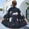 Apparel Exquisite Japanese-themed Crane Waves Women's Kimono Cardigan -Kawaii Store kawaiies plushies plush softtoy exquisite japanese themed crane waves womens kimono cardigan clothing black 732495
