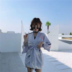 Apparel Exquisite Japanese-themed Crane Waves Women's Kimono Cardigan 14 Apparel Exquisite Japanese-themed Crane Waves Women's Kimono Cardigan -Kawaii Store kawaiies plushies plush softtoy exquisite japanese themed crane waves womens kimono cardigan clothing blue sky 148000