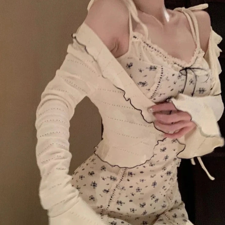 Apparel Floral French Vintage Dress Cardigan Set 4 Apparel Floral French Vintage Dress Cardigan Set - Image 2