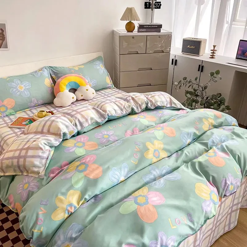 Floral Illustrations Green Purple Bedding Sets 3 Floral Illustrations Green Purple Bedding Sets