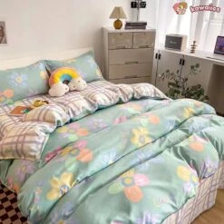 Floral Illustrations Green Purple Bedding Sets 15 Floral Illustrations Green Purple Bedding Sets -Kawaii Store kawaiies plushies plush softtoy floral illustrations green purple bedding sets bedding sets 764844