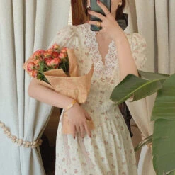 Apparel Floral Vintage Lace Cottage Dress -Kawaii Store kawaiies plushies plush softtoy floral vintage lace cottage dress apparel 729817