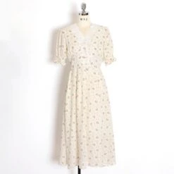 Apparel Floral Vintage Lace Cottage Dress -Kawaii Store kawaiies plushies plush softtoy floral vintage lace cottage dress apparel 733691