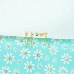 Flowery Dreams 18k Gold-plated Earrings (4pc Set) -Kawaii Store kawaiies plushies plush softtoy flowery dreams 18k gold plated earrings 4pc set jewelry 530793