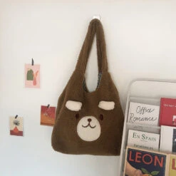 Apparel Fluffy Bear Tote Bag With Small Ears -Kawaii Store kawaiies plushies plush softtoy fluffy bear tote bag with small ears new bags 560015