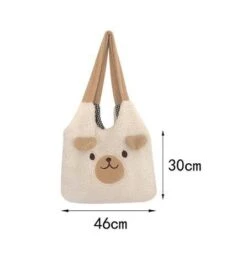 Apparel Fluffy Bear Tote Bag With Small Ears -Kawaii Store kawaiies plushies plush softtoy fluffy bear tote bag with small ears new bags 702017