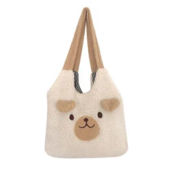 Apparel Fluffy Bear Tote Bag With Small Ears -Kawaii Store kawaiies plushies plush softtoy fluffy bear tote bag with small ears new bags 782850