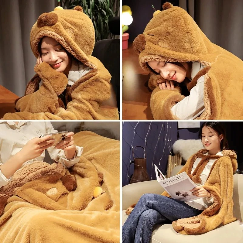 Apparel Fluffy Capybara Cloak Hooded Blanket Cape 4 Apparel Fluffy Capybara Cloak Hooded Blanket Cape - Image 2