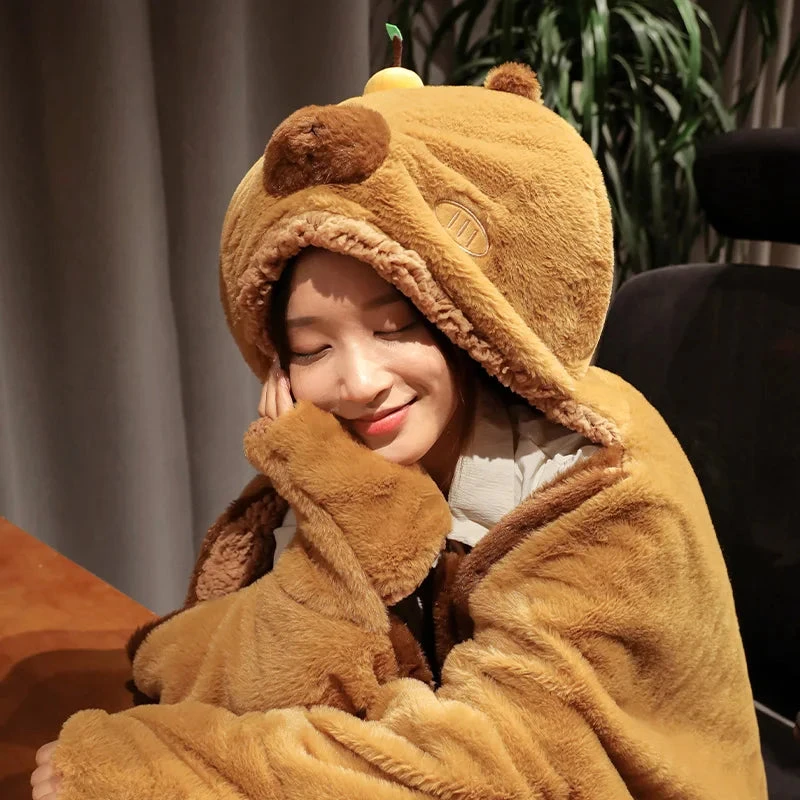 Apparel Fluffy Capybara Cloak Hooded Blanket Cape 5 Apparel Fluffy Capybara Cloak Hooded Blanket Cape - Image 3