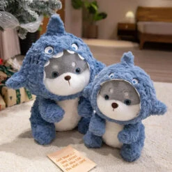 Fluffy Dog & Cat In Shark Outfit Plushie -Kawaii Store kawaiies plushies plush softtoy fluffy dog cat in shark outfit plushie soft toy 150081
