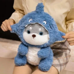 Kawaii Store 3 Fluffy Dog & Cat In Shark Outfit Plushie
