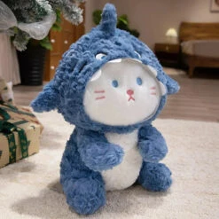 Fluffy Dog & Cat In Shark Outfit Plushie -Kawaii Store kawaiies plushies plush softtoy fluffy dog cat in shark outfit plushie soft toy cat meowmi 35cm 450583