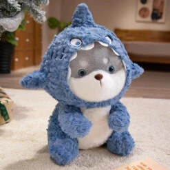 Fluffy Dog & Cat In Shark Outfit Plushie -Kawaii Store kawaiies plushies plush softtoy fluffy dog cat in shark outfit plushie soft toy dog shiboo 45cm 772275