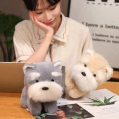 Fluffy Gray Biege Schnauzer Dog Plushie -Kawaii Store kawaiies plushies plush softtoy fluffy gray biege schnauzer dog plushie soft toy 361061