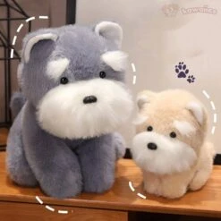 Fluffy Gray Biege Schnauzer Dog Plushie -Kawaii Store kawaiies plushies plush softtoy fluffy gray biege schnauzer dog plushie soft toy 455917