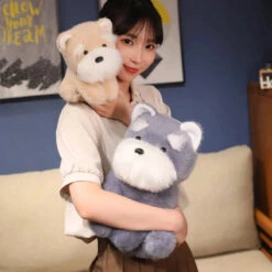 Fluffy Gray Biege Schnauzer Dog Plushie -Kawaii Store kawaiies plushies plush softtoy fluffy gray biege schnauzer dog plushie soft toy 583127