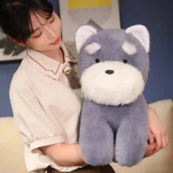 Fluffy Gray Biege Schnauzer Dog Plushie -Kawaii Store kawaiies plushies plush softtoy fluffy gray biege schnauzer dog plushie soft toy 741436