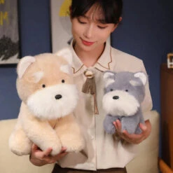 Fluffy Gray Biege Schnauzer Dog Plushie -Kawaii Store kawaiies plushies plush softtoy fluffy gray biege schnauzer dog plushie soft toy 834964