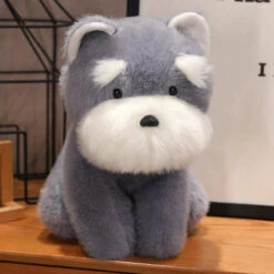 Fluffy Gray Biege Schnauzer Dog Plushie -Kawaii Store kawaiies plushies plush softtoy fluffy gray biege schnauzer dog plushie soft toy gray 8in 20cm 357162