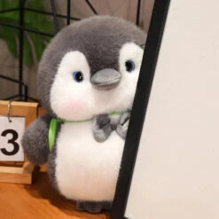 Fluffy Gray Penguin Plushie With Turtle Backpack -Kawaii Store kawaiies plushies plush softtoy fluffy gray penguin plushie with turtle backpack soft toy 185882