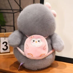 Fluffy Gray Penguin Plushie With Turtle Backpack -Kawaii Store kawaiies plushies plush softtoy fluffy gray penguin plushie with turtle backpack soft toy 914156