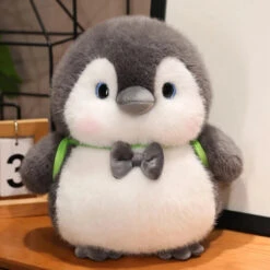 Fluffy Gray Penguin Plushie With Turtle Backpack -Kawaii Store kawaiies plushies plush softtoy fluffy gray penguin plushie with turtle backpack soft toy boy 10in 25cm 829907