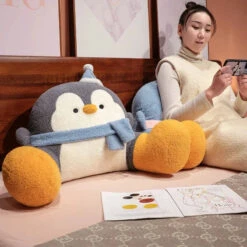 Fluffy Penguin Backrest Cushion Pillow Seat -Kawaii Store kawaiies plushies plush softtoy fluffy penguin backrest cushion pillow seat soft toy 510112