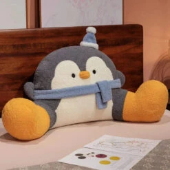 Fluffy Penguin Backrest Cushion Pillow Seat -Kawaii Store kawaiies plushies plush softtoy fluffy penguin backrest cushion pillow seat soft toy gray 40cm 716572