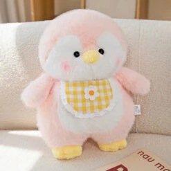 Fluffy Penguin Squad Plushies With Bib -Kawaii Store kawaiies plushies plush softtoy fluffy penguin squad plushies with bib soft toy pink 4in 11cm pendant 877907