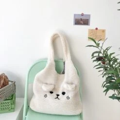 Apparel Fluffy Pup Tote -Kawaii Store kawaiies plushies plush softtoy fluffy pup tote accessories white 471242