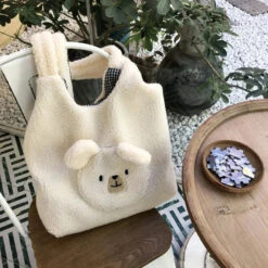 Apparel Fluffy Round Bear Tote Bag -Kawaii Store kawaiies plushies plush softtoy fluffy round bear tote bag apparel 120158