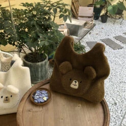 Apparel Fluffy Round Bear Tote Bag -Kawaii Store kawaiies plushies plush softtoy fluffy round bear tote bag apparel 205165