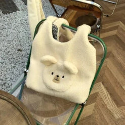 Apparel Fluffy Round Bear Tote Bag -Kawaii Store kawaiies plushies plush softtoy fluffy round bear tote bag apparel 428217