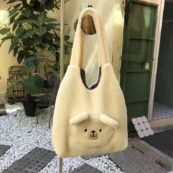 Apparel Fluffy Round Bear Tote Bag -Kawaii Store kawaiies plushies plush softtoy fluffy round bear tote bag apparel 771493