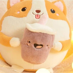 Fluffy Round Chubby Corgi Bubble Tea Plushie -Kawaii Store kawaiies plushies plush softtoy fluffy round chubby corgi bubble tea plushie new soft toy 343665