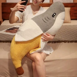 Fluffy Shark Banana Plushie -Kawaii Store kawaiies plushies plush softtoy fluffy shark banana plushie new soft toy 485887