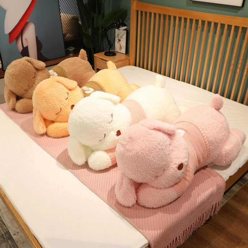 Fluffy Sleeping Brown White Dog Bear Plushie 13 Fluffy Sleeping Brown White Dog Bear Plushie - Image 11