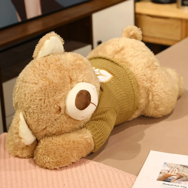 Fluffy Sleeping Brown White Dog Bear Plushie 8 Fluffy Sleeping Brown White Dog Bear Plushie - Image 6