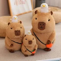 Fluffy Sleepy Capybara With Orange Plushie -Kawaii Store kawaiies plushies plush softtoy fluffy sleepy capybara with orange plushie soft toy 745827