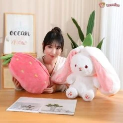 Fluffy Strawberry Carrot Bunny Zip Up Plushie 30 Fluffy Strawberry Carrot Bunny Zip Up Plushie -Kawaii Store kawaiies plushies plush softtoy fluffy strawberry carrot bunny zip up plushie soft toy 156238