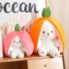 Fluffy Strawberry Carrot Bunny Zip Up Plushie -Kawaii Store kawaiies plushies plush softtoy fluffy strawberry carrot bunny zip up plushie soft toy 359718