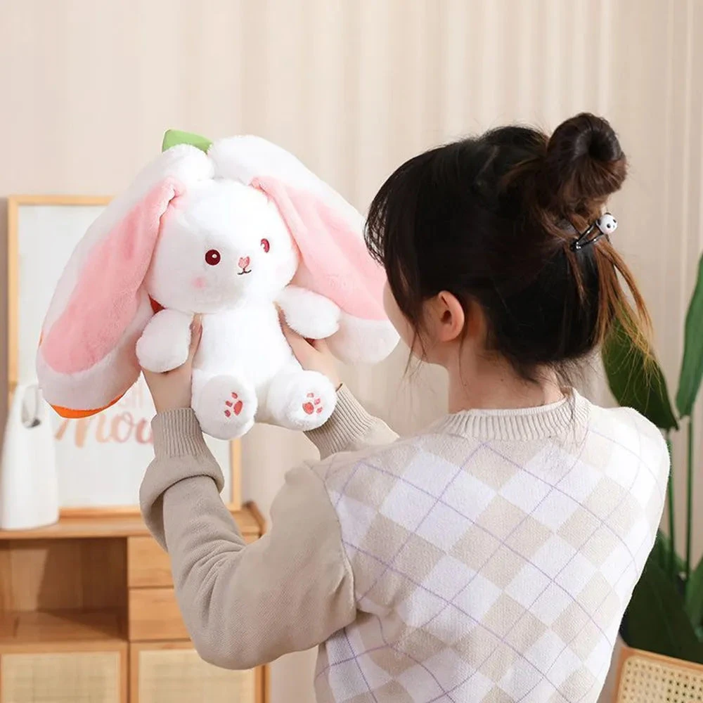Fluffy Strawberry Carrot Bunny Zip Up Plushie 10 Fluffy Strawberry Carrot Bunny Zip Up Plushie - Image 8