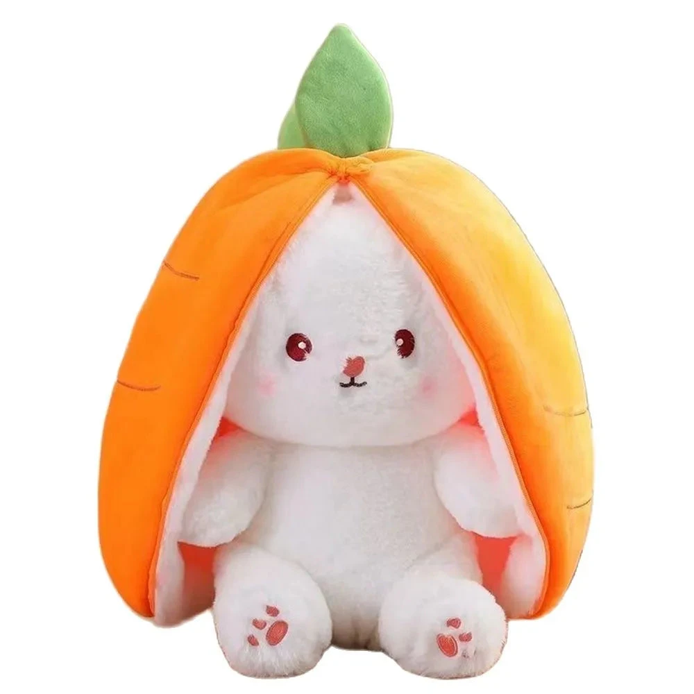 Fluffy Strawberry Carrot Bunny Zip Up Plushie 5 Fluffy Strawberry Carrot Bunny Zip Up Plushie - Image 3