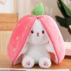Fluffy Strawberry Carrot Bunny Zip Up Plushie 26 Fluffy Strawberry Carrot Bunny Zip Up Plushie -Kawaii Store kawaiies plushies plush softtoy fluffy strawberry carrot bunny zip up plushie soft toy strawberry 10in 25cm 285970