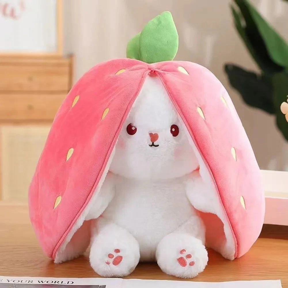 Fluffy Strawberry Carrot Bunny Zip Up Plushie 12 Fluffy Strawberry Carrot Bunny Zip Up Plushie - Image 10