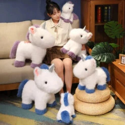 Fluffy White Blue Purple Chibi Unicorn Plushie -Kawaii Store kawaiies plushies plush softtoy fluffy white blue purple chibi unicorn plushie soft toy 256673