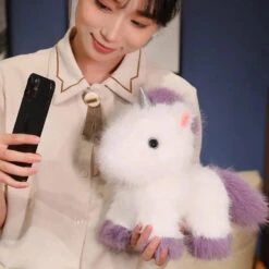 Fluffy White Blue Purple Chibi Unicorn Plushie -Kawaii Store kawaiies plushies plush softtoy fluffy white blue purple chibi unicorn plushie soft toy 613036