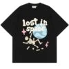 Apparel Foam Print Lost In Space Skeleton Tee -Kawaii Store kawaiies plushies plush softtoy foam print lost in space skeleton tee tops black m 470879