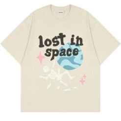 Apparel Foam Print Lost In Space Skeleton Tee -Kawaii Store kawaiies plushies plush softtoy foam print lost in space skeleton tee tops cream m 428140